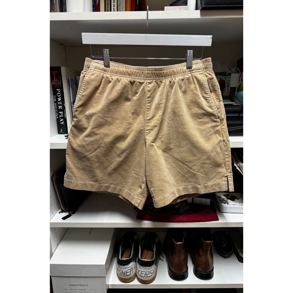 Goodlife Stretch Corduroy Shorts Tan Khaki Elastic Drawstring Waist Medium